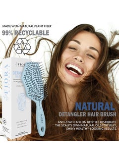 Fiora Naturals Hair Detangling Brush -100% Bio-Friendly Detangler hair brush w/Ultra-soft Bristles- Glide Through Tangles with Ease - For Curly, Stright, Women, Men, Kids, Toddlers, Wet and Dry Hair  - Image 2
