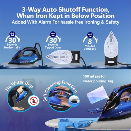 Rico 2200 Watts Japanese Technology Steam Iron with Spray | No Burn Guaranteed | Press Iron Clothing with 2 Ways Auto Shut-Off | 2 Year Replacement Warranty SI2110 - Image 5
