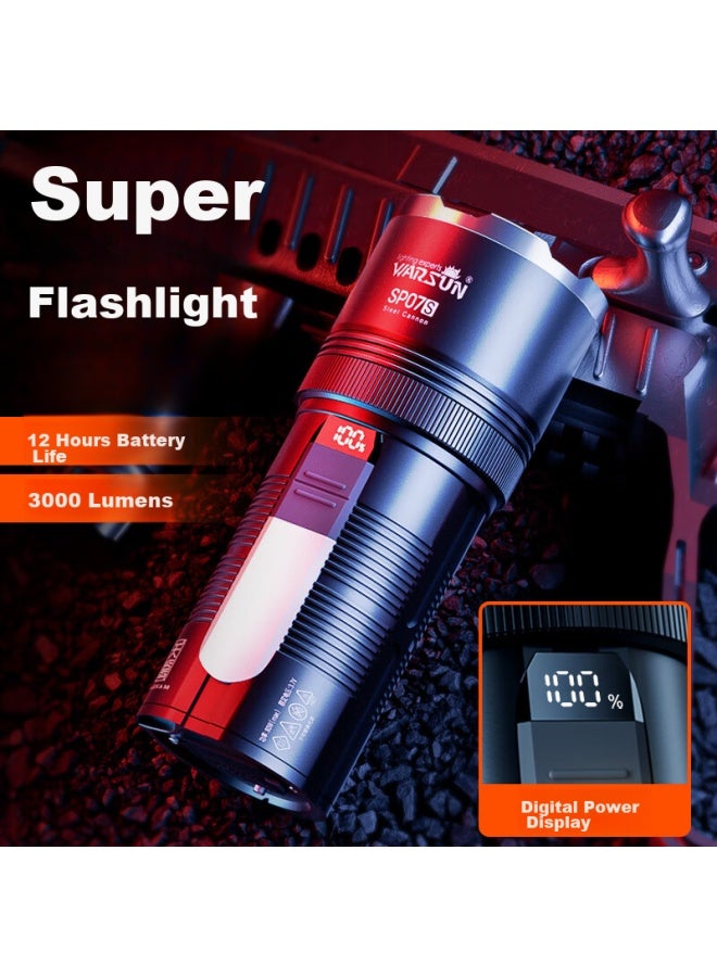 Warsun Warsun Sp07s High-intensity Flashlight, Ultra-bright Long-range Rechargeable Searchlight, Zoomable, Emergency, Outdoor, Home Use, Multifunctional - Image 1