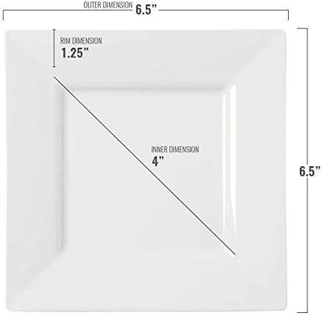 kaya Square White Plastic Cake Plates 65  Pack of 10  Elegant  Sturdy Dinnerware for Weddings Birthdays  Home Use - Image 3