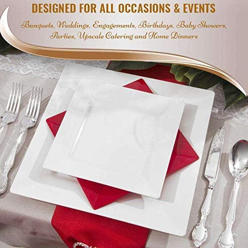 kaya Square White Plastic Cake Plates 65  Pack of 10  Elegant  Sturdy Dinnerware for Weddings Birthdays  Home Use - Image 5