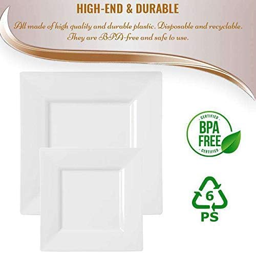 kaya Square White Plastic Cake Plates 65  Pack of 10  Elegant  Sturdy Dinnerware for Weddings Birthdays  Home Use - Image 4