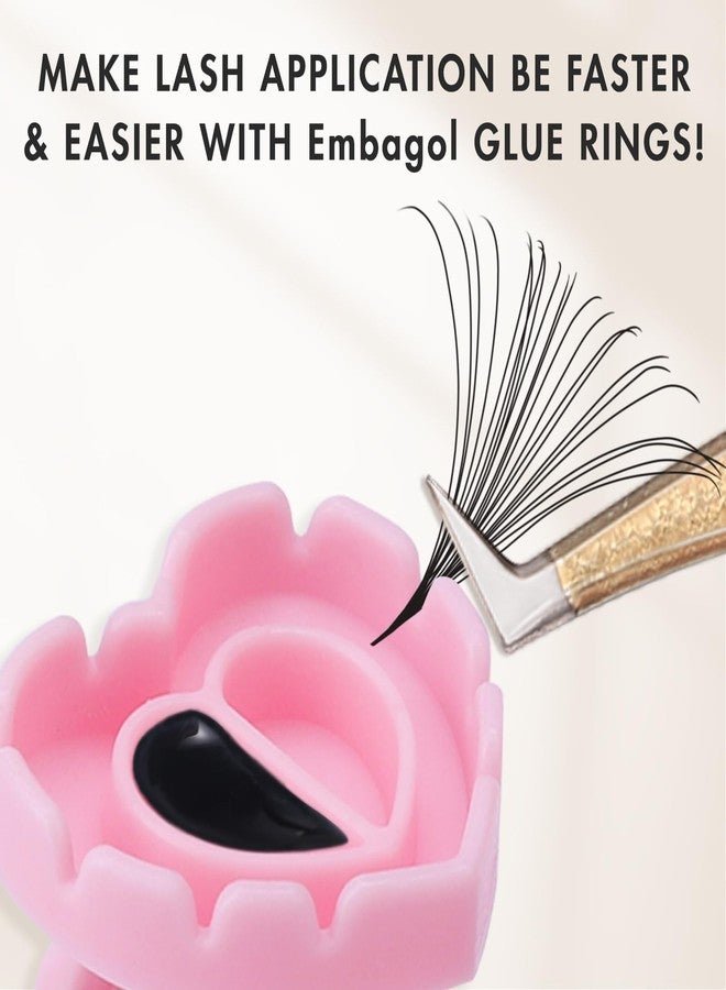 Embagol 100 PCS Glue Rings for Eyelash Extensions Disposable Lovely Heart Blossom Cups Makeup Plastic Nail Art Supplies - Mix Colors - Image 2