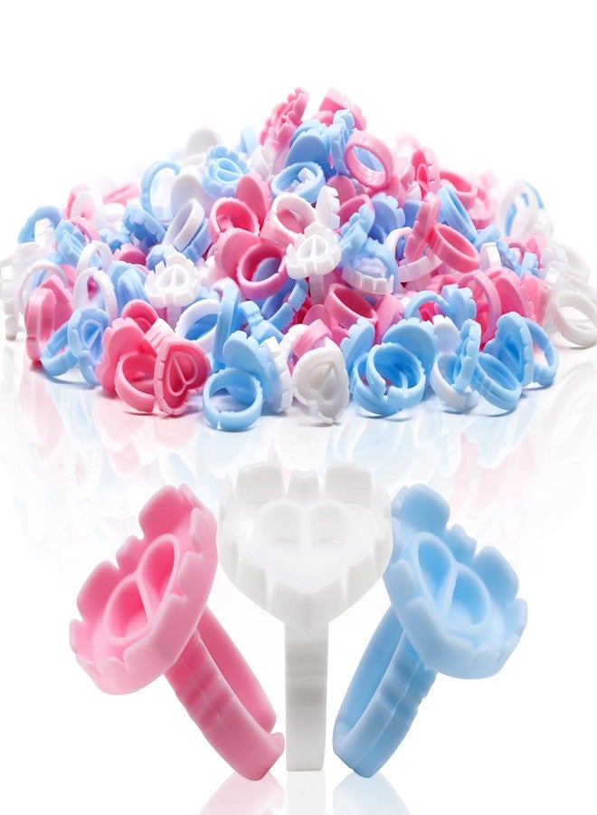 Embagol 100 PCS Glue Rings for Eyelash Extensions Disposable Lovely Heart Blossom Cups Makeup Plastic Nail Art Supplies - Mix Colors - Image 1