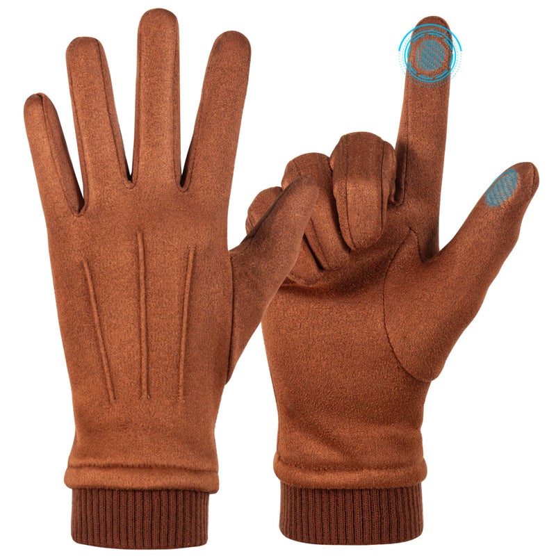 Kebesu Womens Winter Suede Gloves With Touchscreen Texting Finger Wool Lined Windproof Warm Fashion Dress Gloves - Image 2