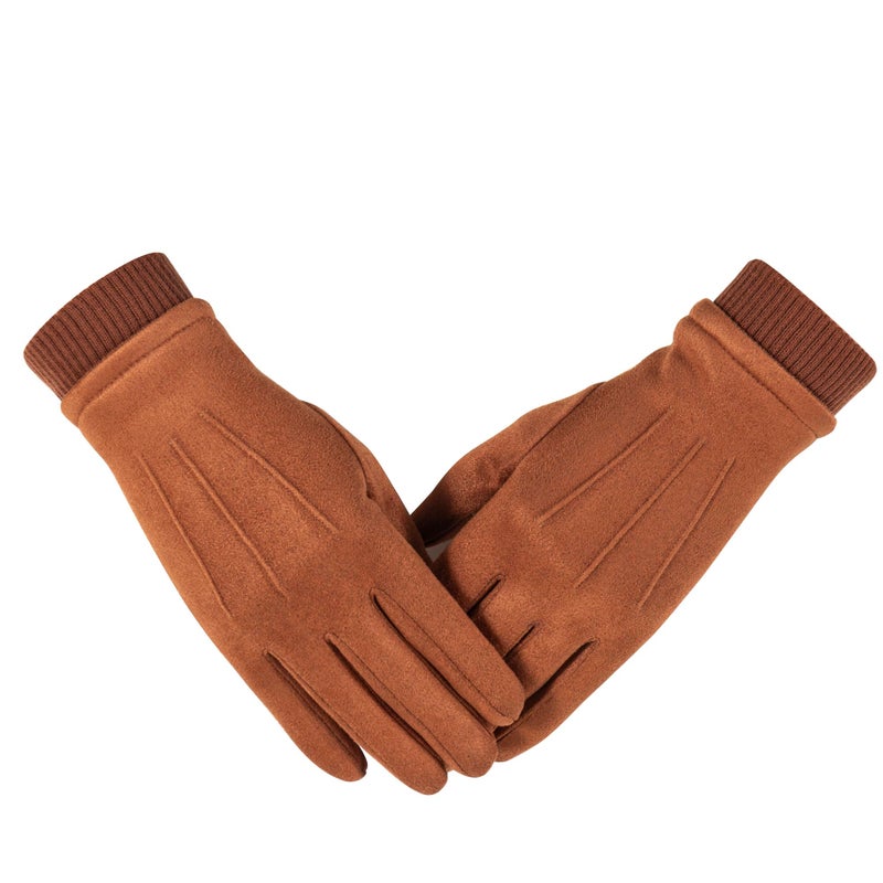 Kebesu Womens Winter Suede Gloves With Touchscreen Texting Finger Wool Lined Windproof Warm Fashion Dress Gloves - Image 1