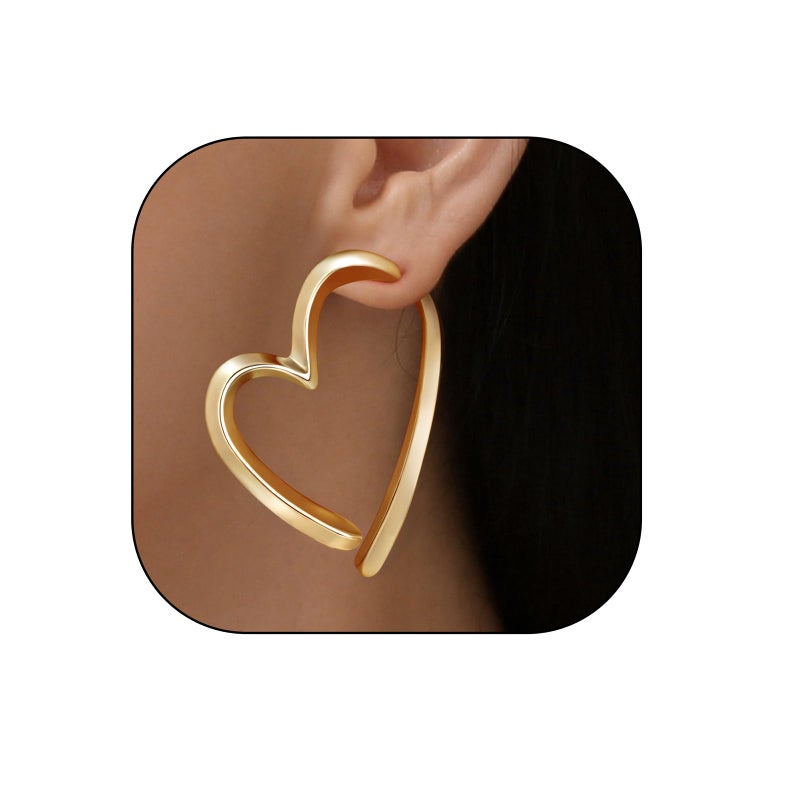 Palotay Heart Huggie Earrings Hypoallergenic Heart Shaped Hoop Dangle Earrings Set for Women Minimalist Valentines Love Earrings Perfect Romantic Gift for Her Gold - Image 1