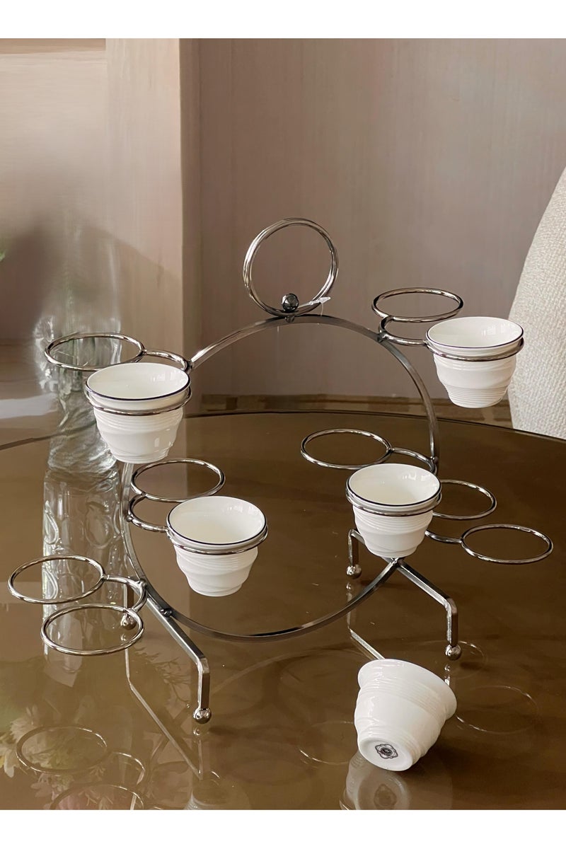 حامل فناجين ستيل بتصميم أنيق لون نيكل يكفي ل ١٢ فنجان - Image 3