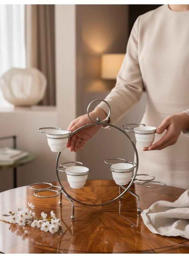 حامل فناجين ستيل بتصميم أنيق لون نيكل يكفي ل ١٢ فنجان - Image 1