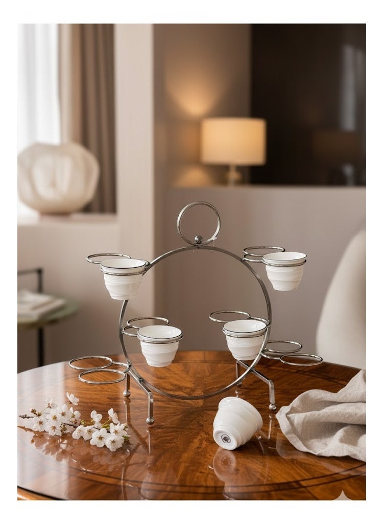 حامل فناجين ستيل بتصميم أنيق لون نيكل يكفي ل ١٢ فنجان - Image 2
