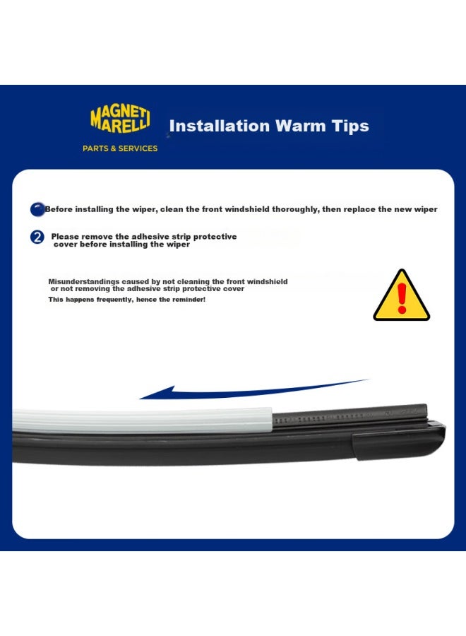 Magneti Marelli Peugeot New 308 (2016 Models)/408 (2014 Models) Windshield Wiper Blades, Rubber Strip Logo Car Wiper Blades, 1 Pair - Image 3