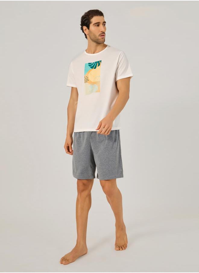 Styli Graphic Printed T-Shirt & Shorts Pajama Set  - Image 1