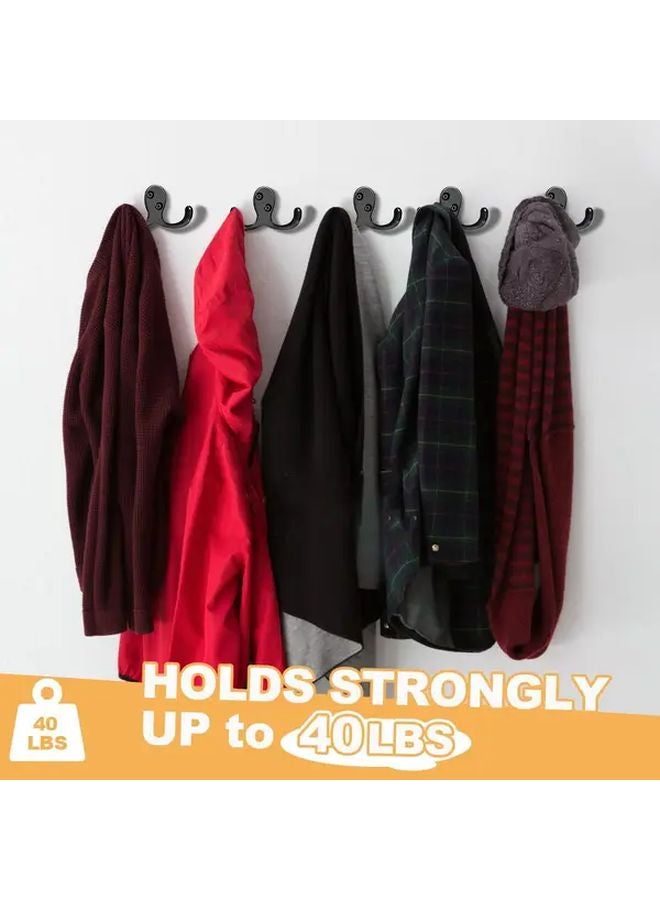 10PCS Double Fork Metal Hooks Heavy Duty Wall Mounted For Coats Towels Bags - Image 3