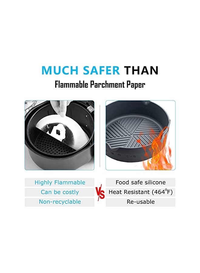 SYOSI Fryer Silicone Pot, 8.66" Air Fryer Silicone Liners Food Safe Non-Stick Air fryer Basket Oven Accessories, Reusable Silicone Air Fryer Liners Fits 5.3 QT or Bigger Air Fryer, Easy to Clean - Image 3