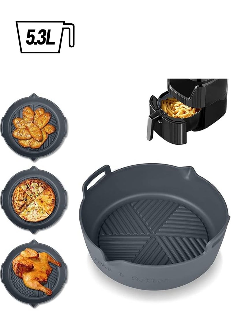 SYOSI Fryer Silicone Pot, 8.66" Air Fryer Silicone Liners Food Safe Non-Stick Air fryer Basket Oven Accessories, Reusable Silicone Air Fryer Liners Fits 5.3 QT or Bigger Air Fryer, Easy to Clean - Image 1