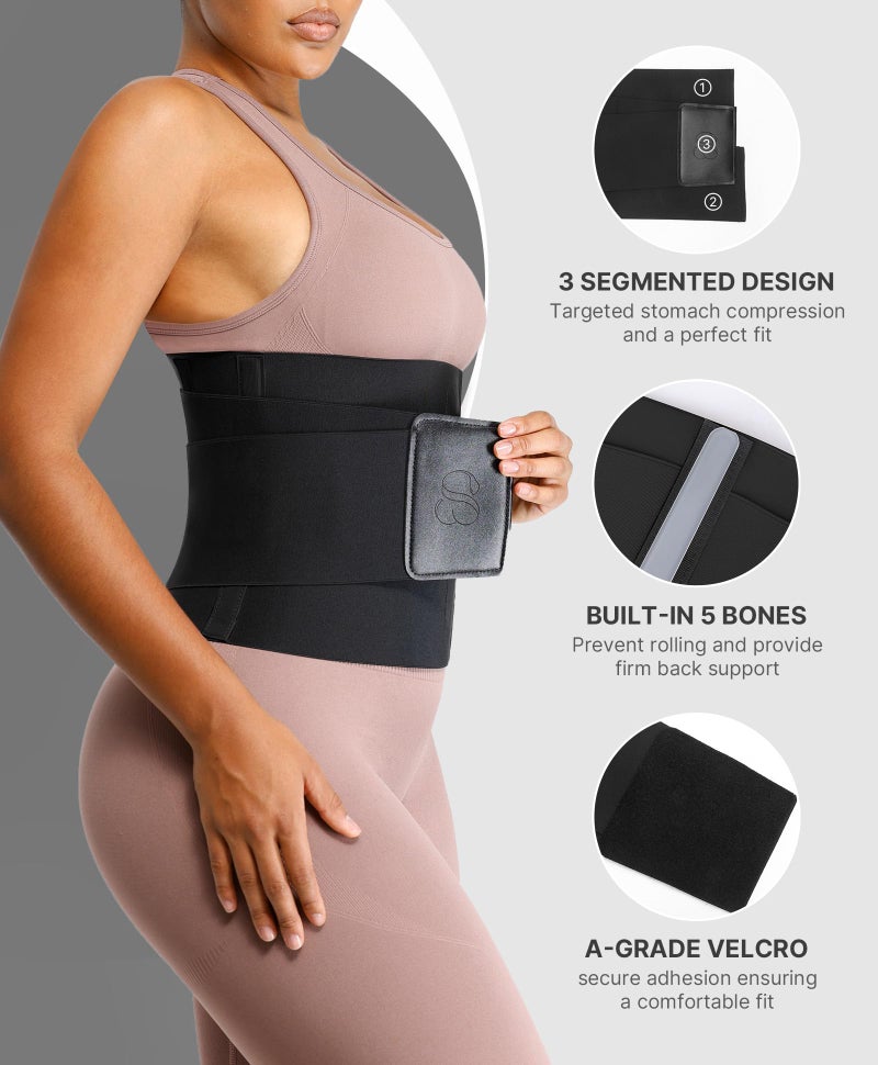 SHAPELLX Waist Trainer for Women Lower Belly Fat Waist Cincher Corset Shapewear Shaper Belt Back Support Belly Wrap Faja Black - Image 2