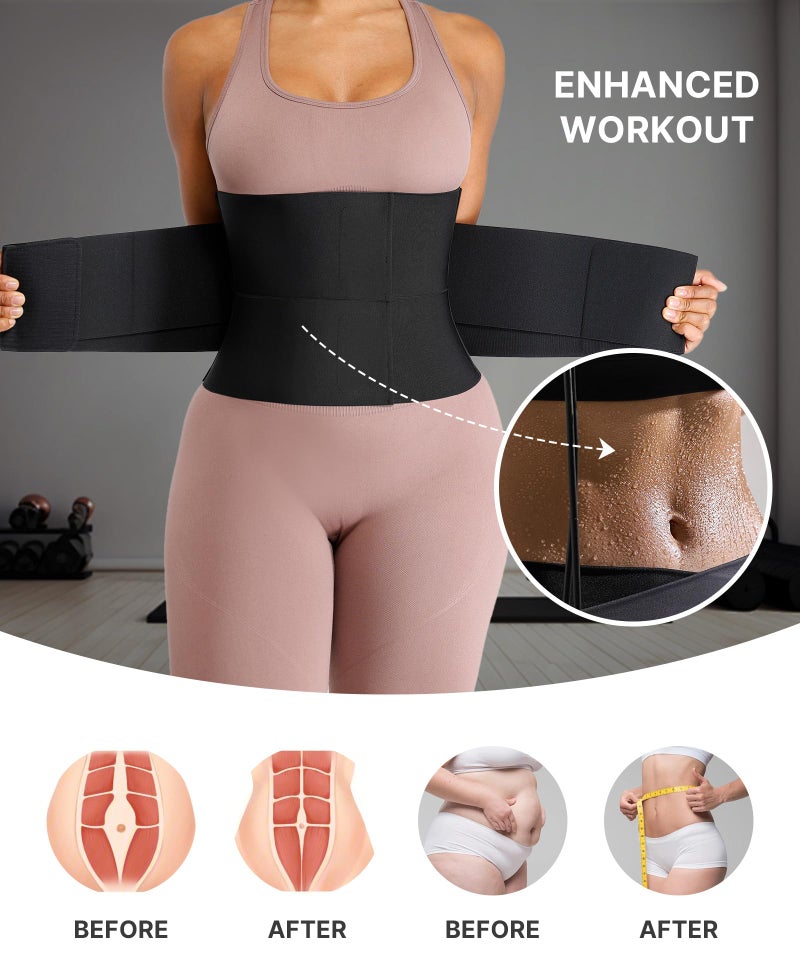 SHAPELLX Waist Trainer for Women Lower Belly Fat Waist Cincher Corset Shapewear Shaper Belt Back Support Belly Wrap Faja Black - Image 3