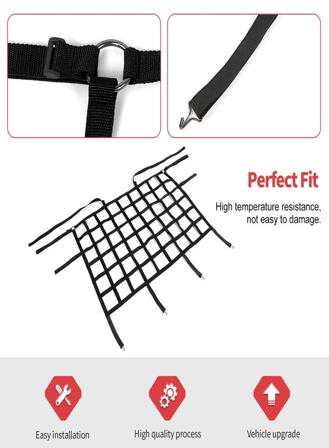 Jimen شبكة أمتعة للمقعد الخلفي وحاجز للحيوانات الأليفة متوافق مع سيارات جيب رانجلر JK JL جلادياتور JT ذات البابين والأربعة أبواب 2007-2023 (أسود) - Image 4