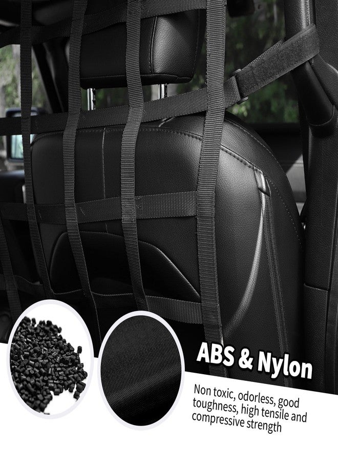 Jimen شبكة أمتعة للمقعد الخلفي وحاجز للحيوانات الأليفة متوافق مع سيارات جيب رانجلر JK JL جلادياتور JT ذات البابين والأربعة أبواب 2007-2023 (أسود) - Image 5