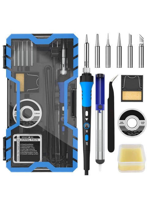 Soldering Iron Premium Kit, 60W Soldering Gun with Ceramic Heater, 12-in-1 Soldering Tool, Adjustable Temperature 200 to 450°C, Includes Soldering Iron Tip, Solder Wire, Pump and Paste