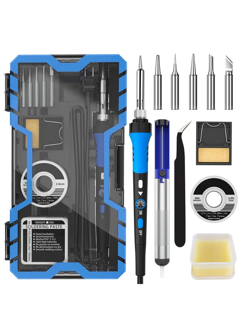 Generic - Soldering Iron Premium Kit, 60W Soldering Gun with Ceramic Heater, 12-in-1 Soldering Tool, Adjustable Temperature 200 to 450°C, Includes Soldering Iron Tip, Solder Wire, Pump and Paste - Image 1