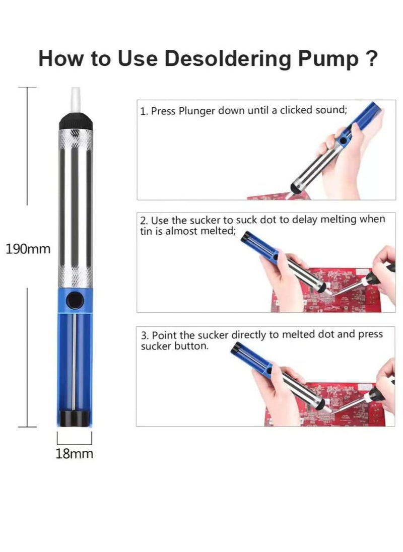 Generic - Soldering Iron Premium Kit, 60W Soldering Gun with Ceramic Heater, 12-in-1 Soldering Tool, Adjustable Temperature 200 to 450°C, Includes Soldering Iron Tip, Solder Wire, Pump and Paste - Image 1