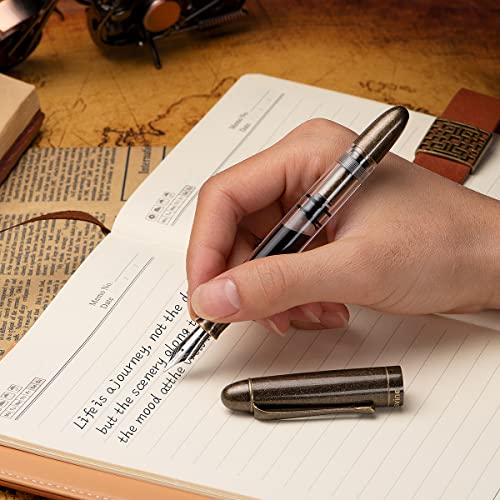 Asvine P30 Piston Fountain Pen Extra Fine, Retro Brass Style, Transparent Acrylic Large Ink Capacity Writing Gift Box - Image 5