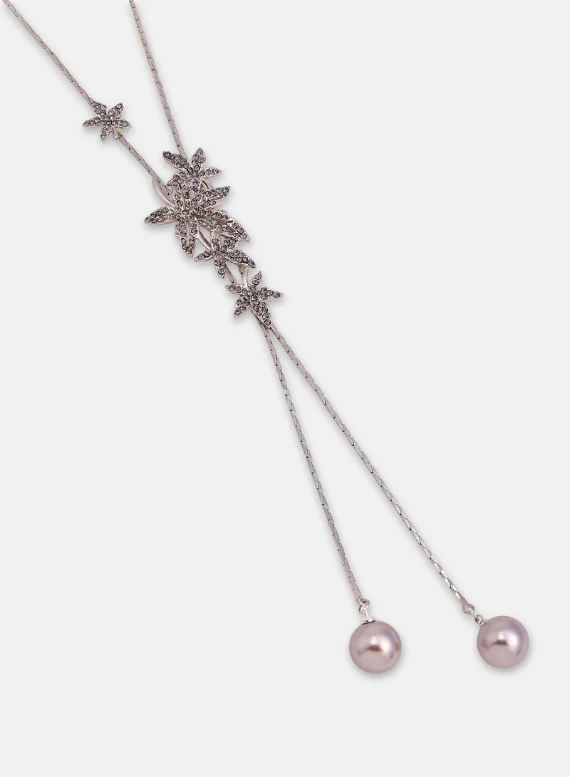 Sohi  Floral Pearl Drop Necklace for Women | Best Price UAE