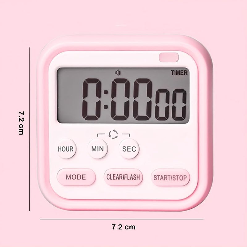 Takositio Takositio Cute Cartoon Digital Electronic Kitchen Timer Stopwatch with LCD Display and Retractable Stand Timing Alarm Clock for Cooking Baking Kids Study Yoga Shower Bathroom Pink D - Image 3