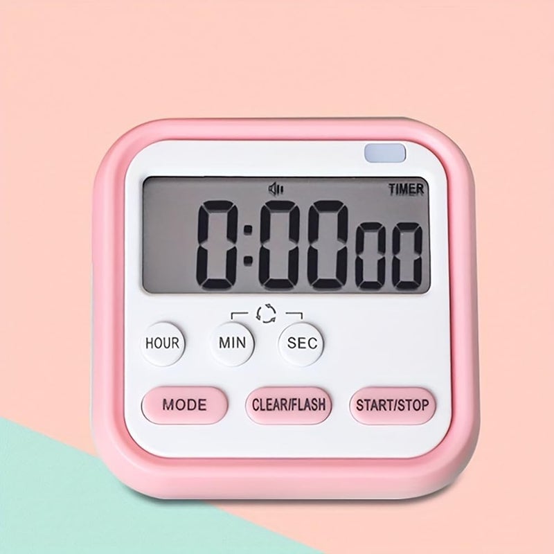 Takositio Takositio Cute Cartoon Digital Electronic Kitchen Timer Stopwatch with LCD Display and Retractable Stand Timing Alarm Clock for Cooking Baking Kids Study Yoga Shower Bathroom Pink D - Image 4