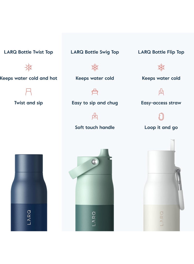 LARQ زجاجة ماء لارج توست توب 17 أونصة - زجاجة ماء معزولة من الفولاذ المقاوم للصدأ | ترموس، خالية من BPA | قابلة لإعادة الاستخدام للتخييم، المكتب، والسفر | تحافظ على المشروبات باردة وساخنة، أزرق موناكو - Image 5