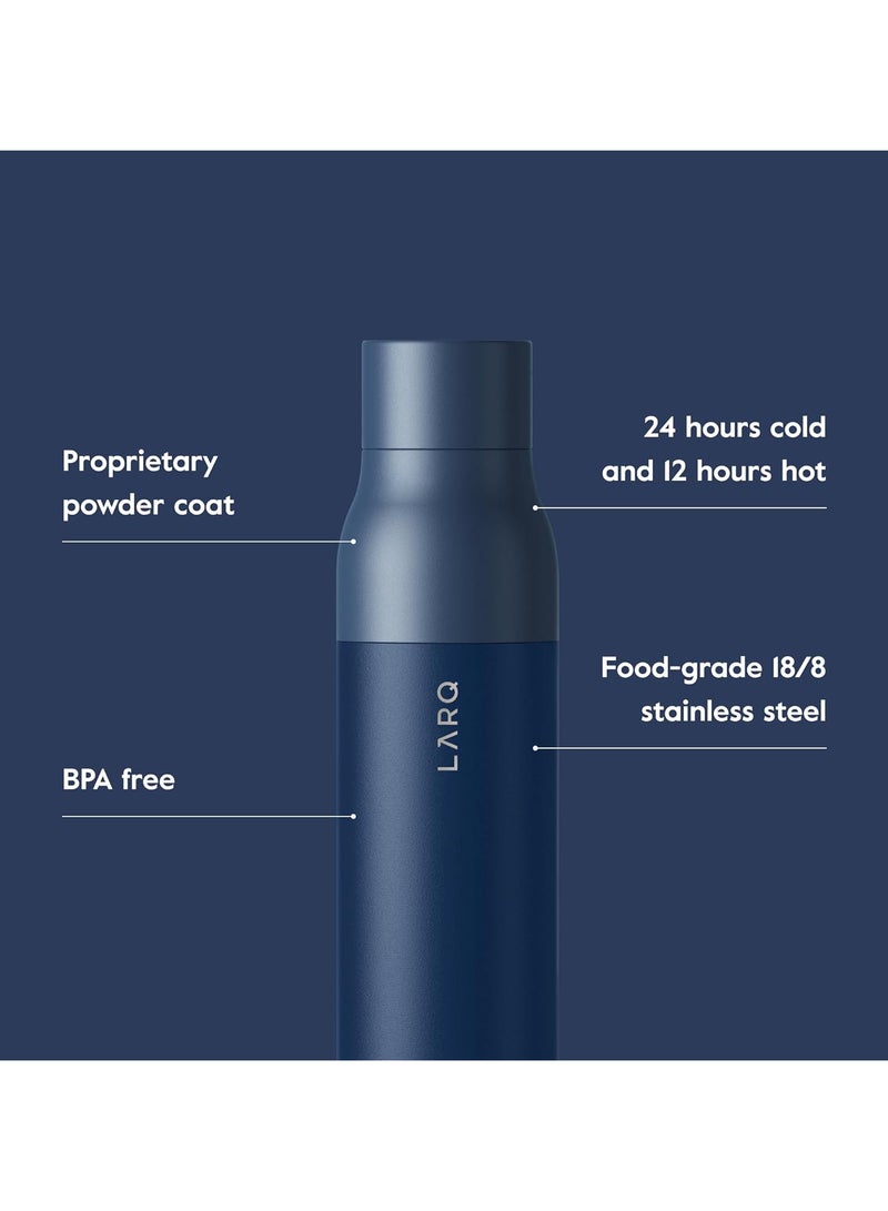 LARQ زجاجة ماء لارج توست توب 17 أونصة - زجاجة ماء معزولة من الفولاذ المقاوم للصدأ | ترموس، خالية من BPA | قابلة لإعادة الاستخدام للتخييم، المكتب، والسفر | تحافظ على المشروبات باردة وساخنة، أزرق موناكو - Image 3