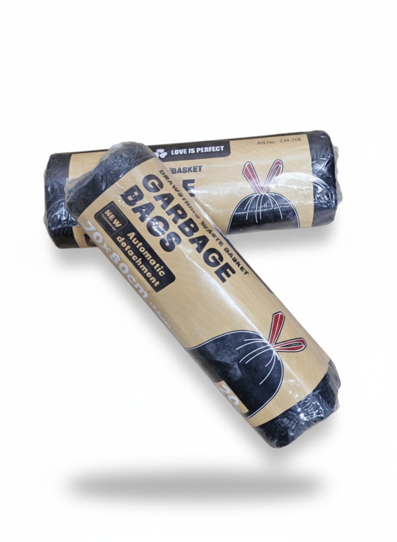 Evva Large Heavy-Duty Garbage Bags with Drawstring – 3 Rolls (60pcs) 70x80cm | 76.7 Liters | Trash Bags for Villas, Offices & Restaurants | Leak-Proof Bin Liners - Image 4