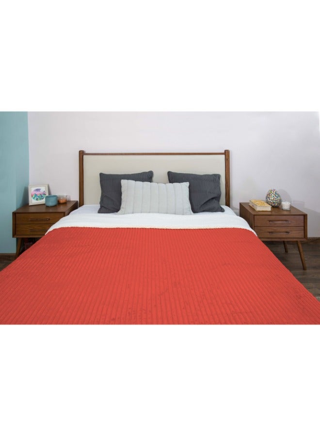 Mintra Sherpa & Strip Flannel Orange 200182 size 220x180cm  - Image 4