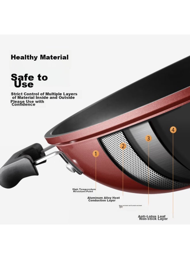 مديا Midea مقلاة غير لاصقة، مقلاة قاع مسطح، 32 سم، مع غطاء واقف، تصميم ورق اللوتس المحاكي للطبيعة، غير لاصق، متوافق مع مواقد الحث والغاز - Image 5