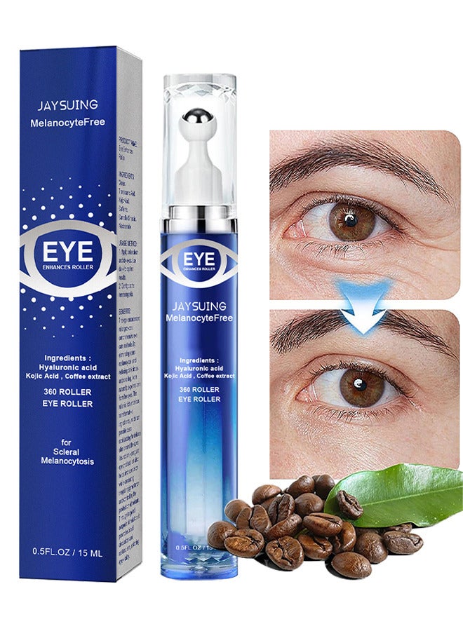 Jaysuing Eye Essence Massage Roller 15ML, Eye Roller Cream For Dark Circles And Puffiness, Anti Aging, Eye Serum With 360° Massage Ball Reduce Wrinkles And Fine Lines And Eye Bags Treatment, With 5% Caffeine - Image 1