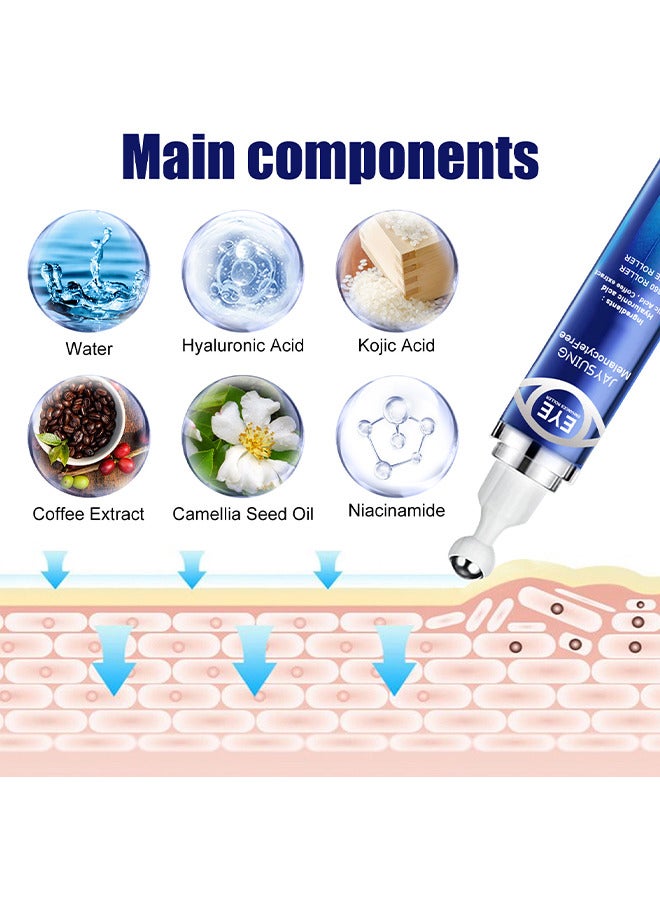 Jaysuing Eye Essence Massage Roller 15ML, Eye Roller Cream For Dark Circles And Puffiness, Anti Aging, Eye Serum With 360° Massage Ball Reduce Wrinkles And Fine Lines And Eye Bags Treatment, With 5% Caffeine - Image 2