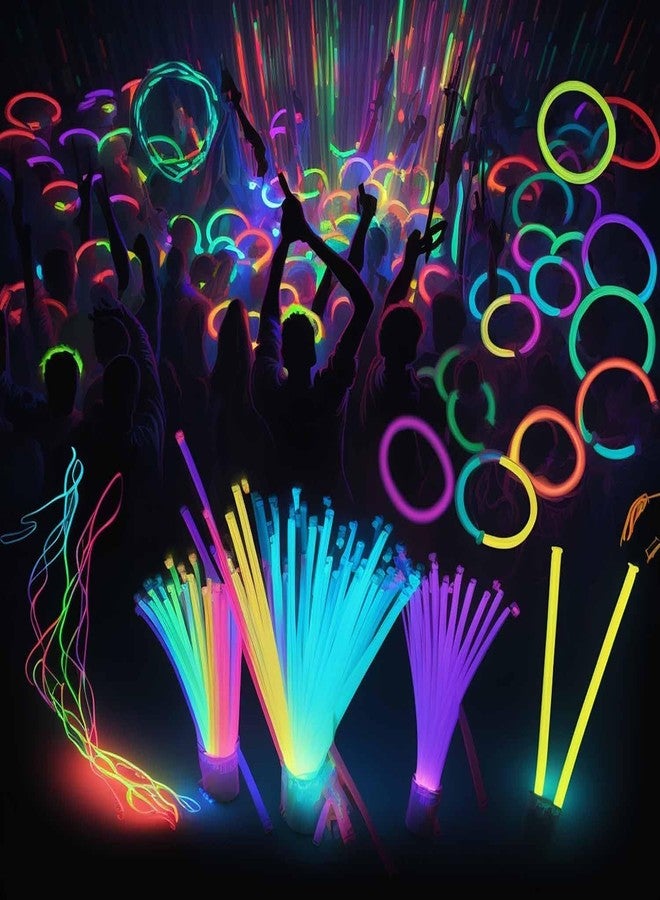 Shimmers Party 8" Glow Sticks - Pack of 50 Neon Light Up Sticks, Glow in the Dark, Easy to Activate, Long-Lasting Glow for Kids & Adults, Perfect for Parties, Concerts, Night Events & Celebrations - Image 1