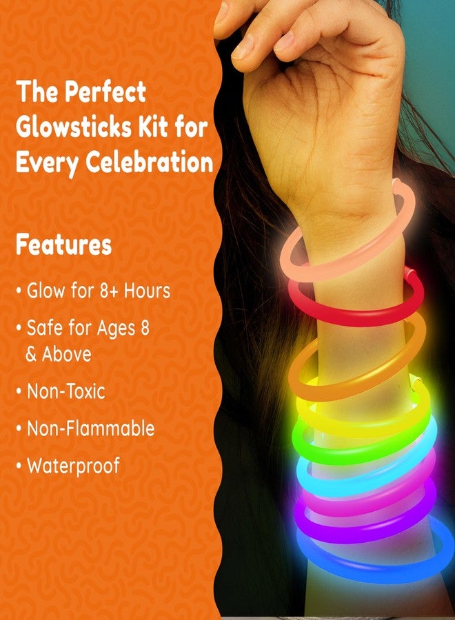 Shimmers Party 8" Glow Sticks - Pack of 50 Neon Light Up Sticks, Glow in the Dark, Easy to Activate, Long-Lasting Glow for Kids & Adults, Perfect for Parties, Concerts, Night Events & Celebrations - Image 3