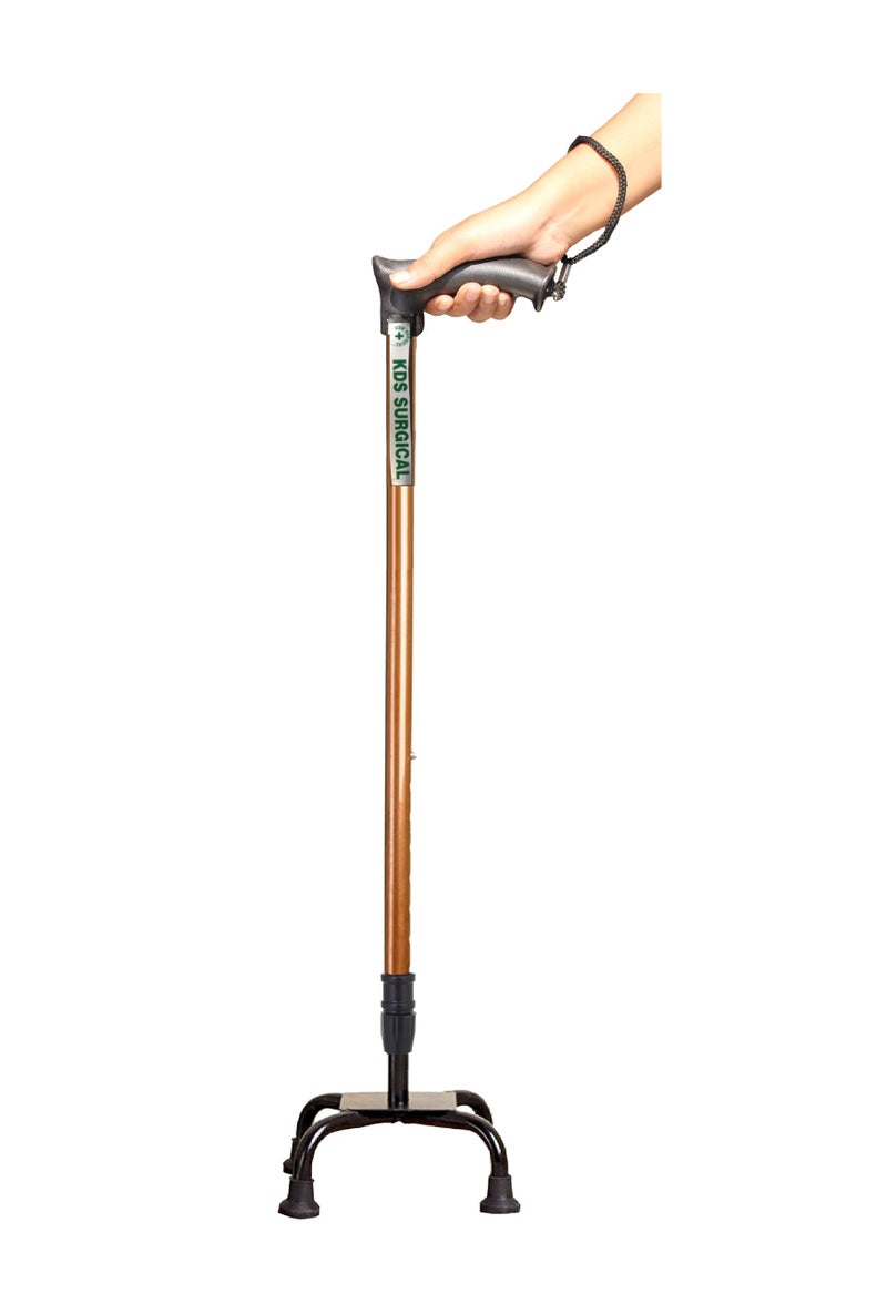 Kds Surgical 4 Leg Copper Height Adjustable Men/Women/Old People Patient Walking Stick (with Support) - Image 2