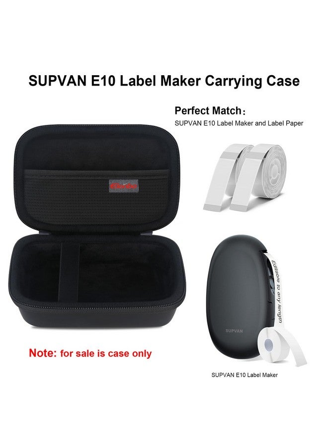 الونبو حافظة ملصقات إيلونبو لطابعة ملصقات SUPVAN E10 Mini Bluetooth، مزودة بجيب شبكي داخلي إضافي يناسب كابل ورق الملصقات، لون أسود. (الحافظة فقط! لا تتضمن طابعة الملصقات) - Image 2