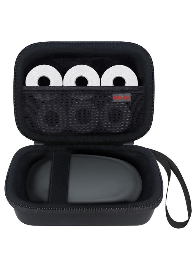 الونبو حافظة ملصقات إيلونبو لطابعة ملصقات SUPVAN E10 Mini Bluetooth، مزودة بجيب شبكي داخلي إضافي يناسب كابل ورق الملصقات، لون أسود. (الحافظة فقط! لا تتضمن طابعة الملصقات) - Image 1