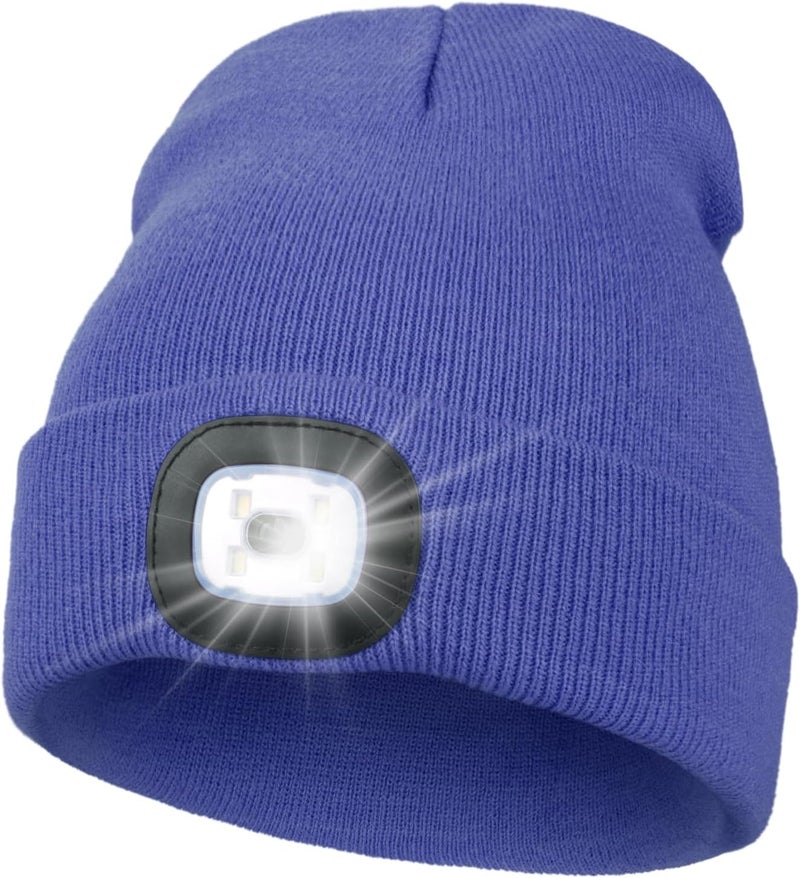 MELASA Unisex Hat with Light, USB Rechargeable Hands Free Headlamp LED Beanie, Winter Gifts for Men Dad Father Husband Him - Image 1