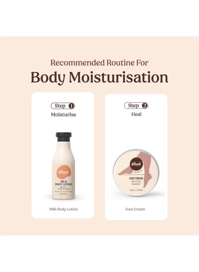 Vilvah STORE Foot Cream 100 ml And Body Lotion  250ml Combo | Intense Healing & 48H Moisture Lock | Repairs Cracked Heels, Hydrates & Strengthens Skin Barrier | Lightweight & Non-Sticky | For All Skin Types - Image 4