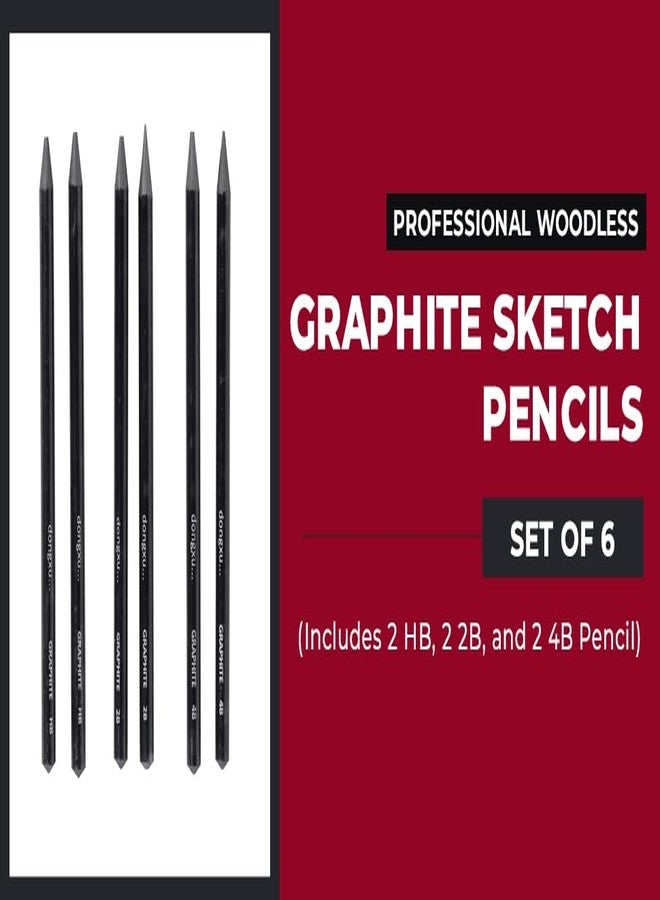ArtRight Set of 6 Professional Woodless Graphite Sketch Pencils for Shading, Blending, and Drawing - Includes 2 HB, 2 2B, and 2 4B Pencil - For Sketching, Drawing and Doodling - Image 5