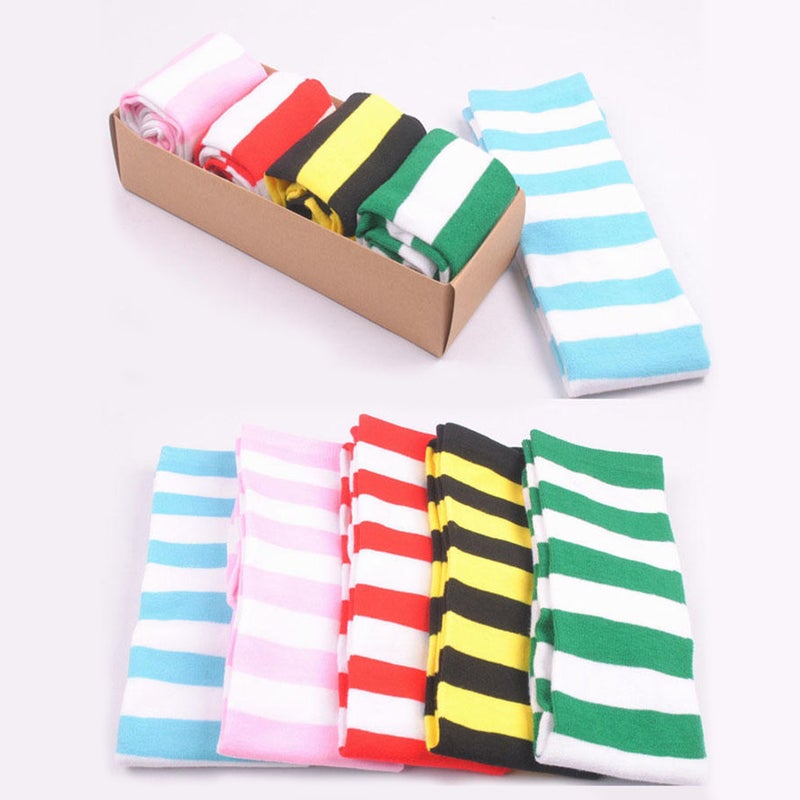 1 Pair Cosplay Stockings Stripe Over The Knee High Socks Socks for Women Girls Free Size (White and Green) - Image 5