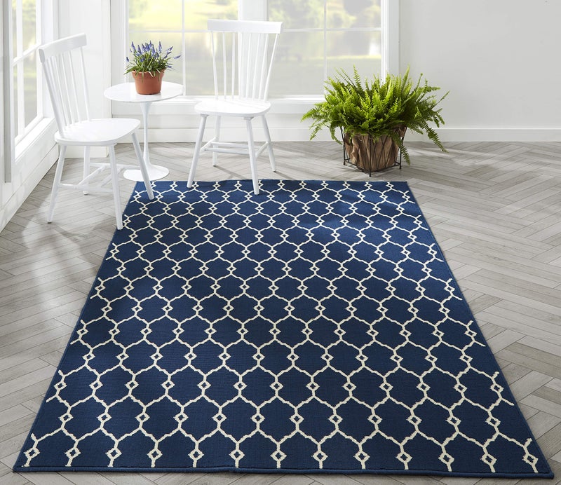 Momeni Rugs , Baja Collection Contemporary Indoor & Outdoor Area Rug, Easy to Clean, UV protected & Fade Resistant, 1'8" x 3'7", Navy Blue - Image 5