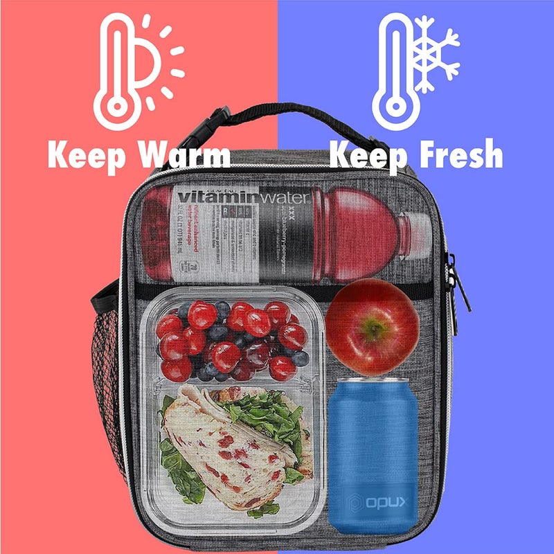 opux Premium Insulated Lunch Box, Soft School Lunch Bag for Kids Boys Girls, Leakproof Small Lunch Pail Men Women Work, Reusable Compact Cooler Tote Lunchbox for Office Adult, Charcoal - Image 2