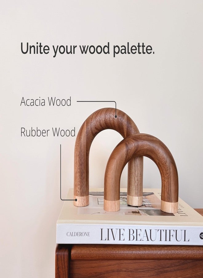 PEAKOLY Wood Arch Decorative Objects - Book Shelf Decor Aesthetic, Modern Coffee Table Decor, Home Décor Accents, Wood Sculpture, Shelf Decorations, Bookshelf Decorations, Bookcase Decorative Items - Image 2