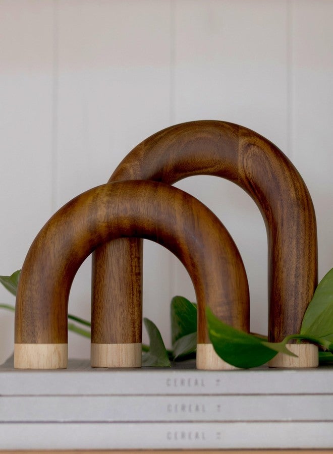 PEAKOLY Wood Arch Decorative Objects - Book Shelf Decor Aesthetic, Modern Coffee Table Decor, Home Décor Accents, Wood Sculpture, Shelf Decorations, Bookshelf Decorations, Bookcase Decorative Items - Image 1